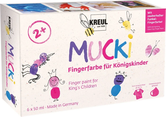 KREUL 6 MUCKI Königskinder Fingerfarben farbsortiert 6 x 50,0 ml