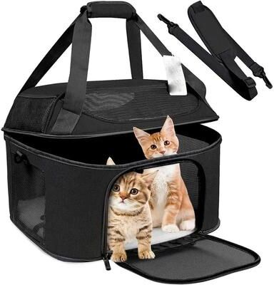 Uplifted Finds Breathable Airline Approved Dog Backpack Carrier Portable Foldable Pet Travel Bag For Small Dogs And Cats black