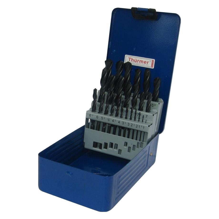 Thürmer Tools Metallbohrer HSS gerollt 25 StückBohrersatz 1,0-13,0mm mit 0,5mm Federhebeln in Metall (5708963067638)