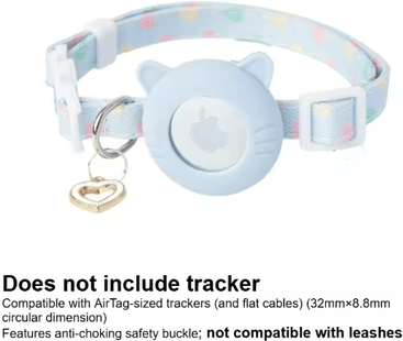 Inspire Picks Track Paw AirTag Cat Collar Adjustable Breakaway Pet Tracker Collar With Secure AirTag Holder blue No Tracker adjustable (15 22cm)