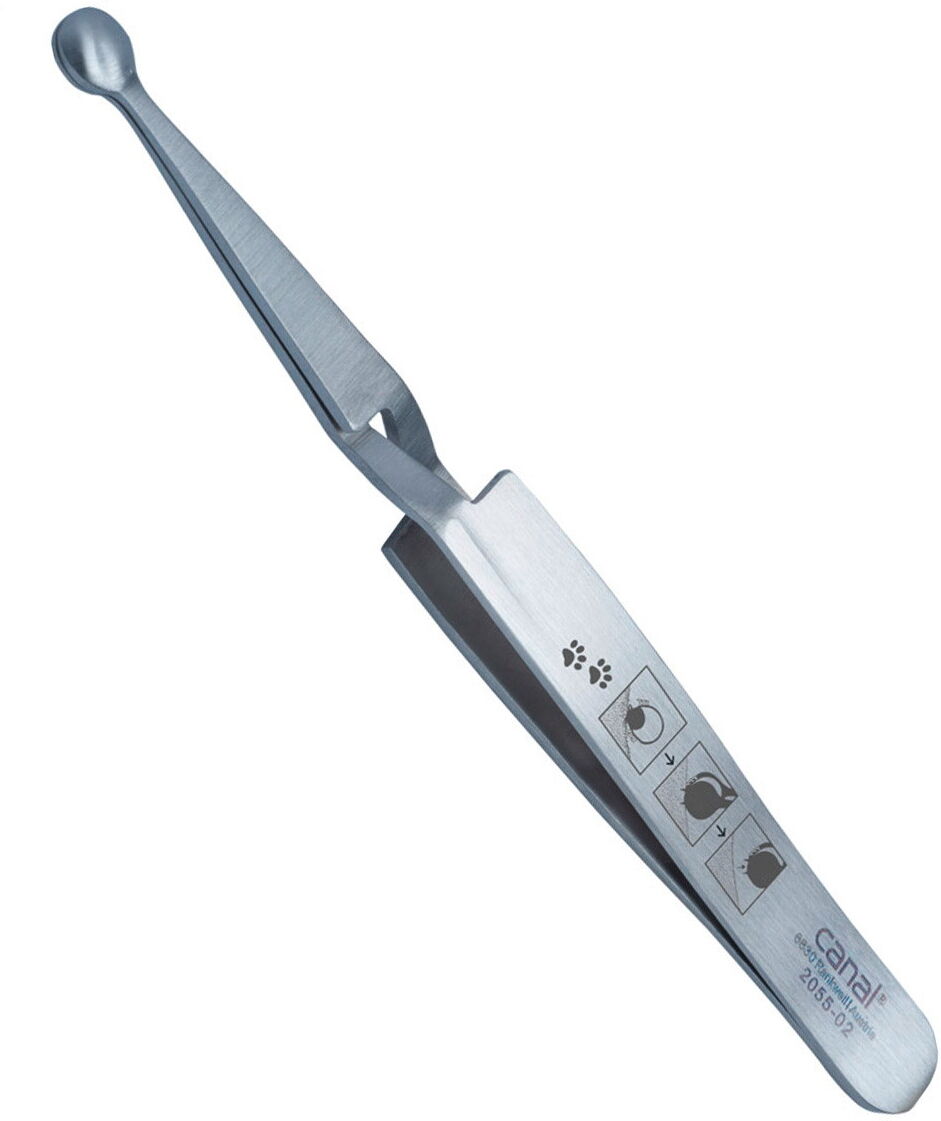 Canal Zeckenpinzette für Tiere rostfrei, 12 cm