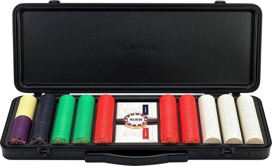 500 Stück Nash Ceramic Poker Chips Set mit Wert für Texas Holdem - inkl. Poker Case, Poker Cards und Dealer Button Pokerset