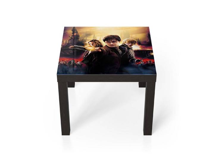 DEQORI Couchtisch 'Happy Potter Collage', Glas Beistelltisch Glastisch modern