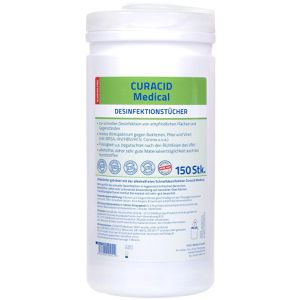 Curacid Desinfektionstücher 113020, Medical, für Flächen, ohne Alkohol, 20 x 20 cm, 150 Tücher