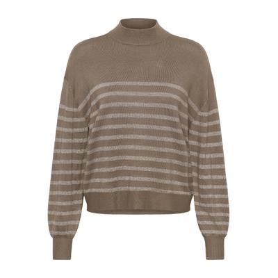 Strickpullover KAFFE "Damen Strickpullover KAlizz", Damen, Gr. L, braun (morel melange with silber lurex), Obermaterial: 67% Viskose CV. 20% Nylon NY. 13% Polyester PES., Pullover Strickpullover
