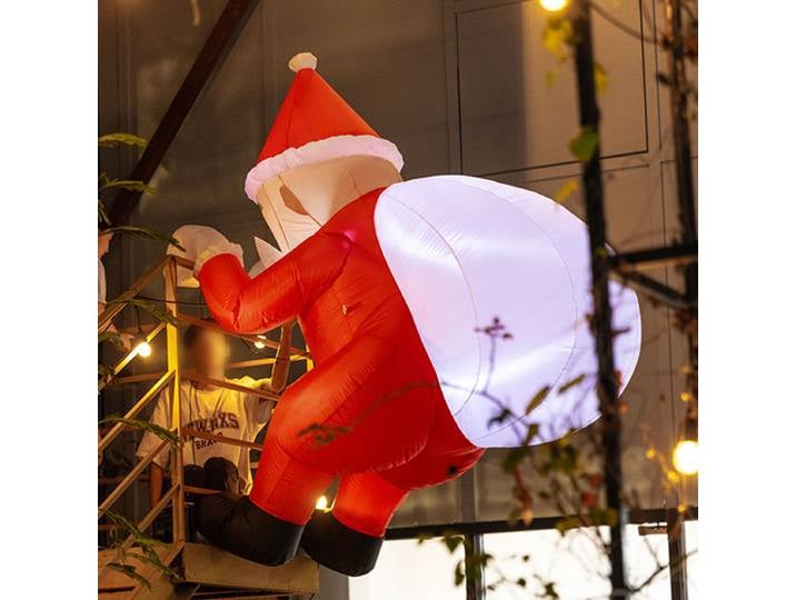 Décorations gonflables de noël suspendues de 8 pieds, mur d'escalade du père noël avec sac cadeau, décorations de cour, jouets d'extérieur
