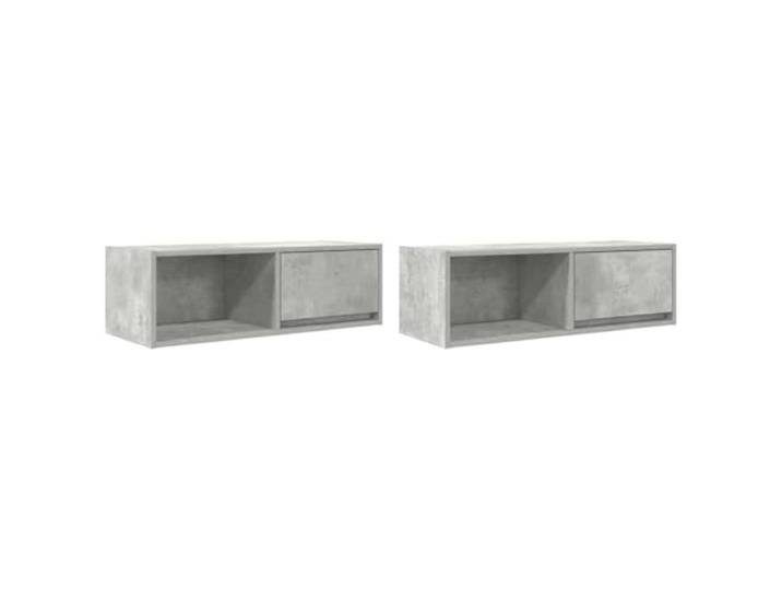 Roanoer 2er Set TV-Wandschrank Betongrau 80x31x25,5cm Holzwerkstoff Platzsparende Hängeboards fürs Wohnzimmer: Wandmontage schafft Bodenfreiheit. Mit je 1 Schublade und Fach für Medien.