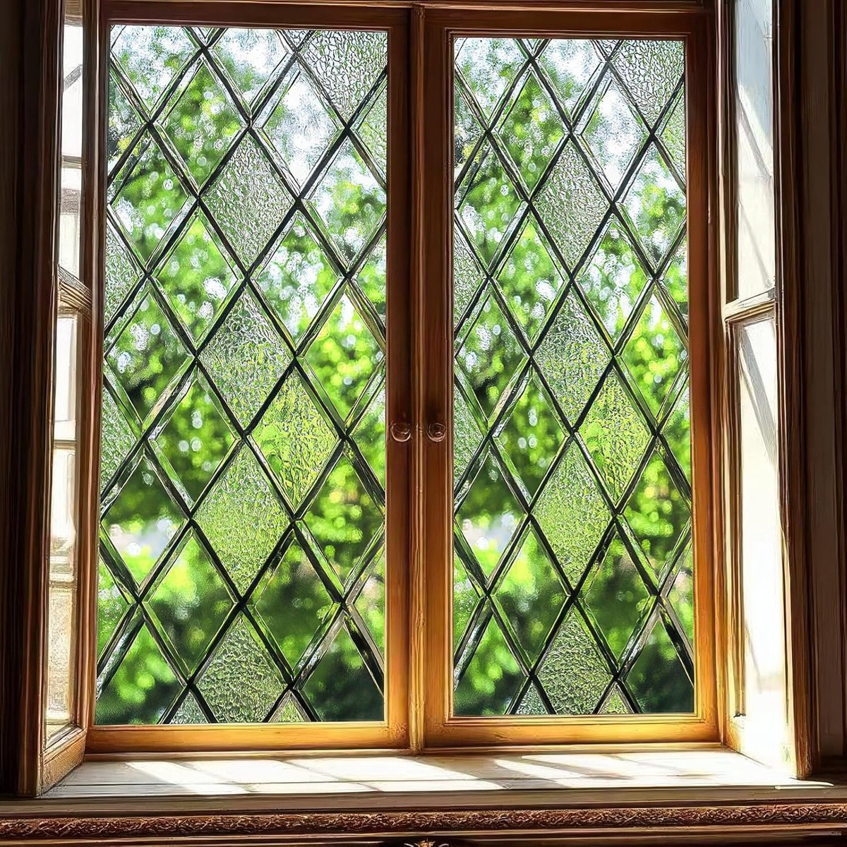 Groene Stained Glass Raamfolie voor Privacy en Zonwering - 45 x 100 cm