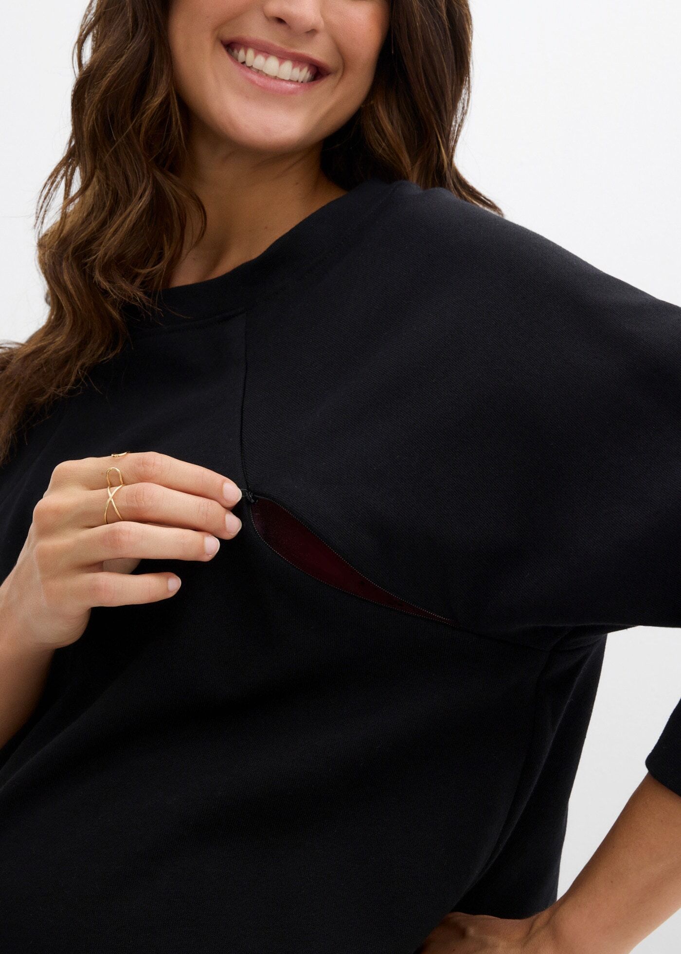 Sweatshirt BONPRIX, Damen, Gr. 32/34 (XS), schwarz, Obermaterial: 100% Baumwolle, bequem, Sweatshirts Sweatshirt, mit unauffälligen Reissverschlüssen an der Vorderseite, casual schwarz 32/34 (XS)