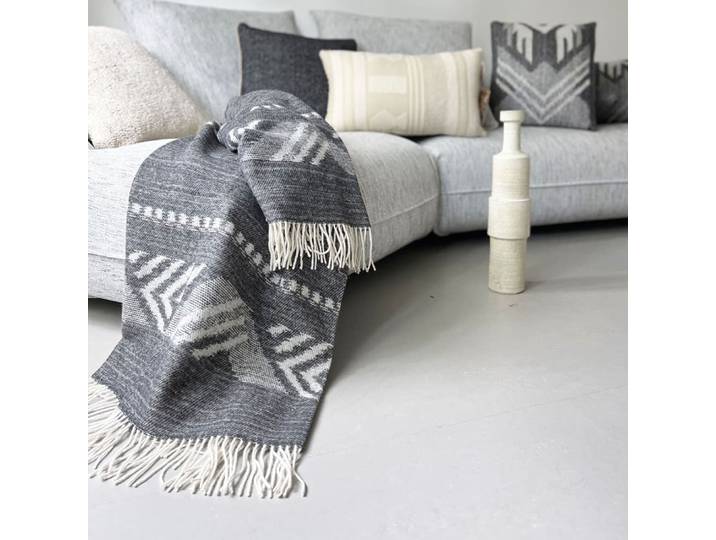 Plaid en laine noir 140x200