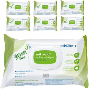 Schülke Desinfektionstücher mikrozid universal green line, für Flächen, alkoholisch, 18 x 20 cm, 6 x 114 Tücher