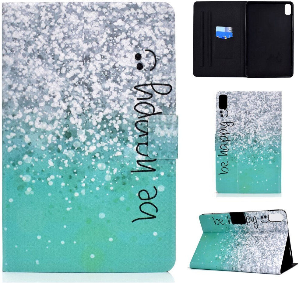 INCOVER Huawei MatePad 10.4" Glimmer Cover m. Ståfunktion & Kortholder - 'Be Happy'