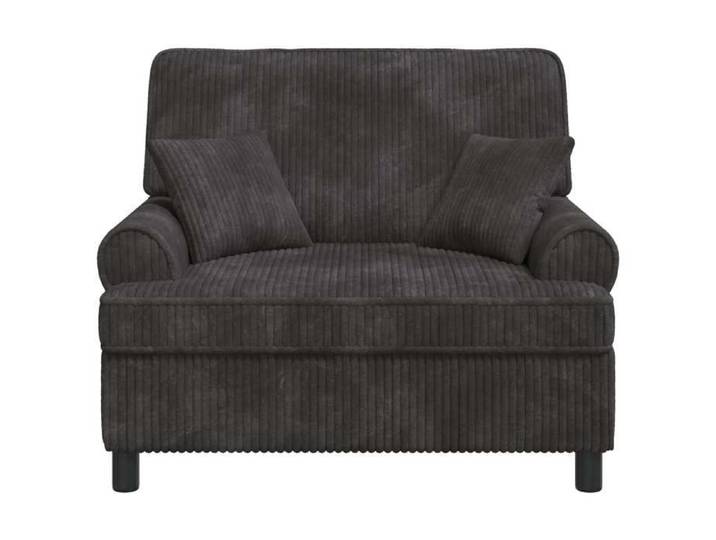 VIDAXL(3427)Fauteuil moderne XXL Charge 150kg avec coussins Gris foncé Tissu à 1 5 lignes Fauteuil de lecture