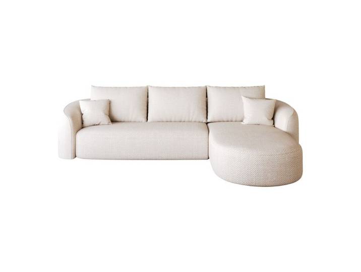 ELVORIN canapé d angle modulaire compressé 4 places 266 x 168 x 85 cm tissu chenille blanc sans montage