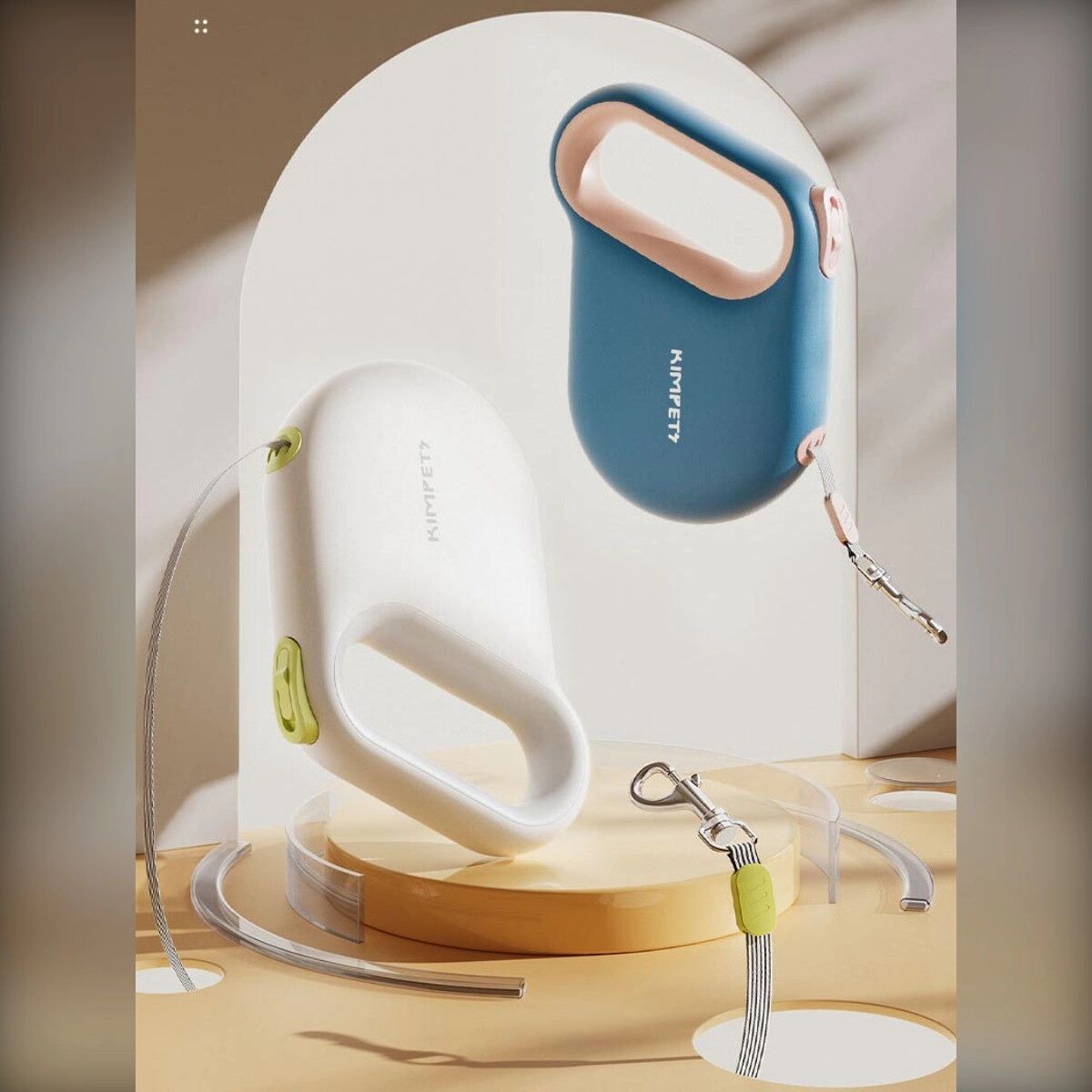 INF Rollleine mit 5m Nylonseil, W-förmiger Schnurführung, reflektierendem Streifen und Ein-Knopf-Verriegelung, ergonomischem Rosa
