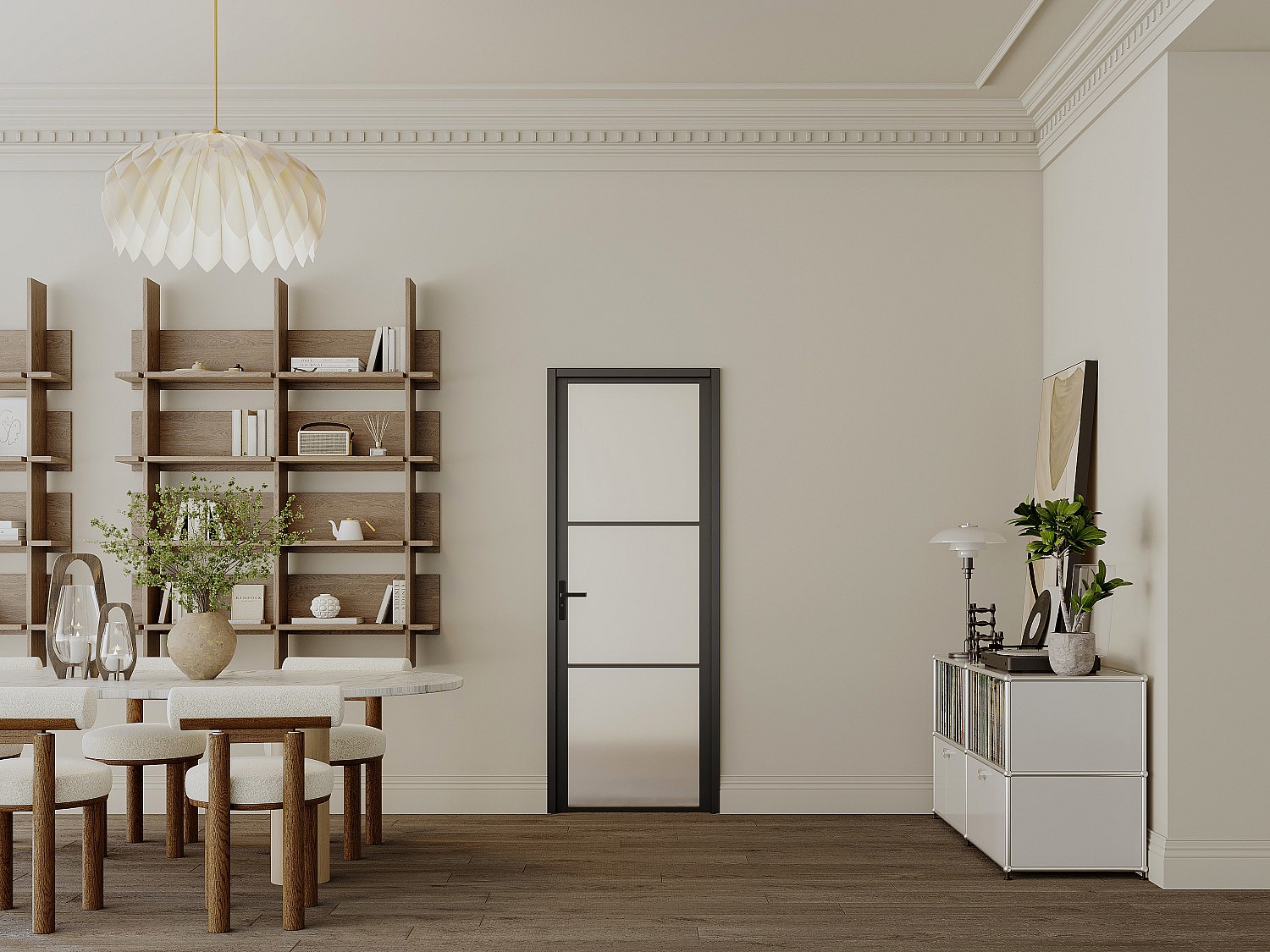 Vente-unique Tür-Set - wendbar - Aluminium & Sicherheitsglas mattiert - 204 x 83 cm - Schwarz - MASERU 11077037