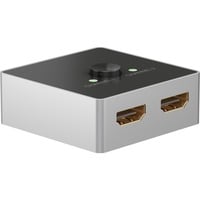 Manuelle HDMI-Umschaltbox 2 auf 1 (4K @ 60Hz), HDMI Switch schwarz/silber