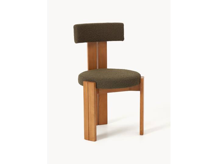Holz-Stuhl Katya mit Bouclé-Polsterung