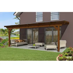 Skan Holz Terrassenüberdachung Ancona 648x300cm nussbaum aus Leimholz