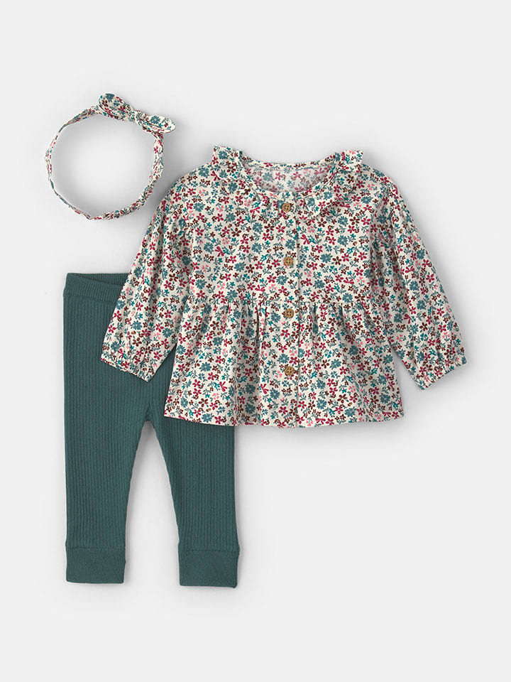 carter's 3tlg. Outfit in Dunkelgrün/ Creme - 68