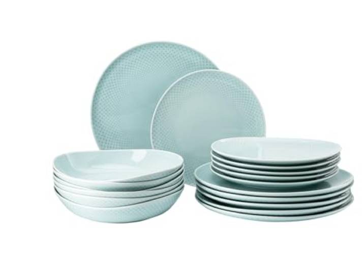 Rosenthal Junto Opal Green, grün, Set 18-teilig, Teller flach und Teller tief, spülmaschinen- & mikrowellenfest