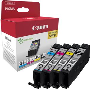 Canon Tinte CLI-581 XXL BK, C, M, Y, Multipack, 1998C007, 4x 11,7ml, 4 Stück