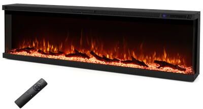 Costway 36/40/50/60 Inch Wide 3-Sided Electric Fireplace Insert with Remote Control and 12 Flame Colors-60 inch