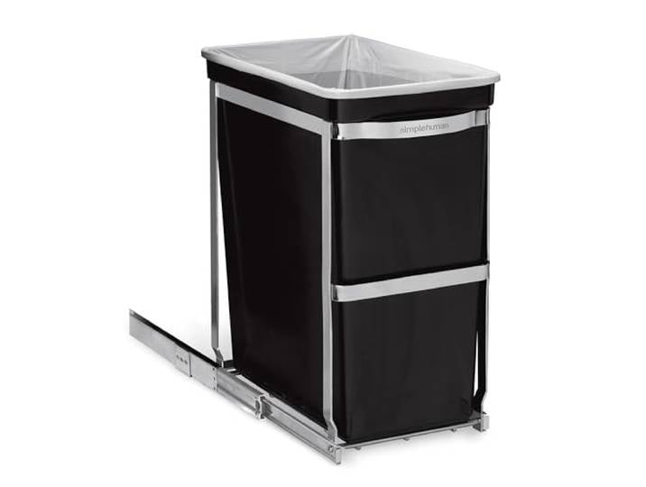 simplehuman CW1124 30 Liter, ausziehbarer, Mülleimer Küche, Einbau Abfallsammler, Abfalleimer, Mülltrennsystem, Mülltrennung, strapazierfähiger Stahlrahmen, 5 Jahre Garantie