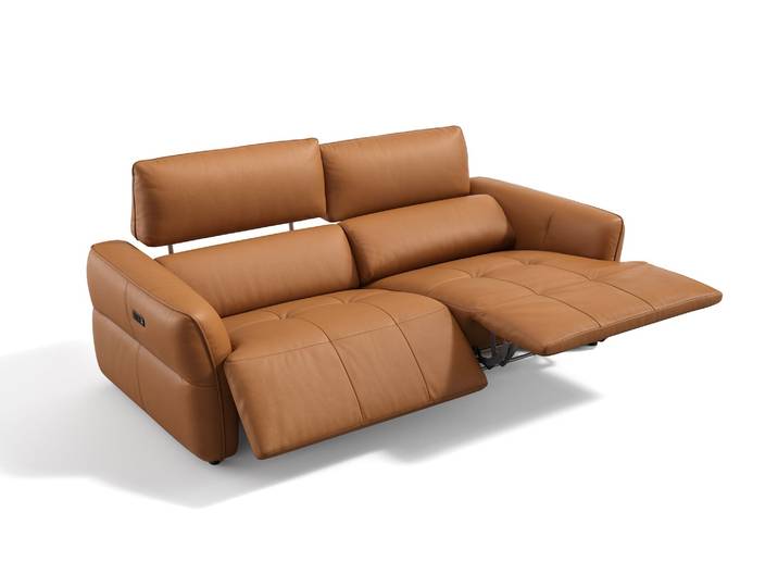 Leder Sofa VERANO 3-Sitzer Elektrische Kopflehnen Couchgarnitur Ledercouch Designcouch