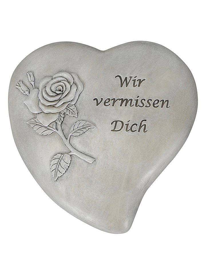 POSIWIO Grabdekoration "Herz" in Grau - (L)18,5 cm - onesize