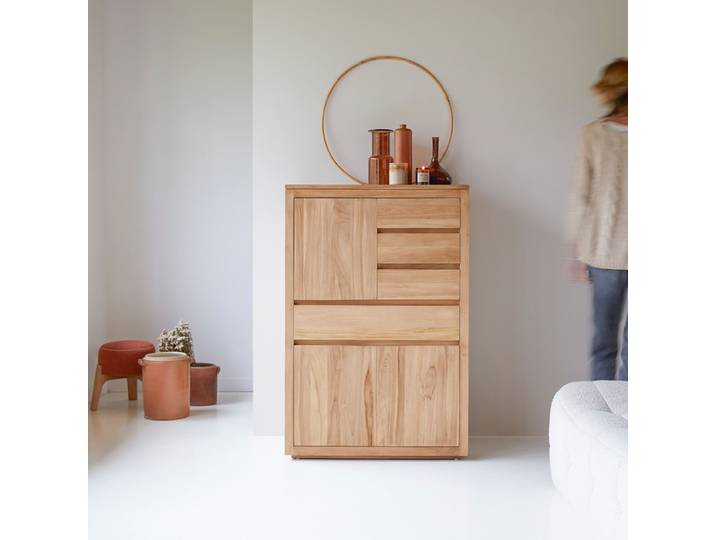 Schrank Highboard Geschirrschrank au Teakholz 80 cm Tikamoon - Natur