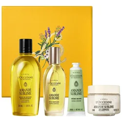 580ml L'Occitane Amande Sublime Körperpflege-Kollektion Set (Duschöl 250ml + Körperöl 100ml + Handcreme 30ml + Peeling 200ml)