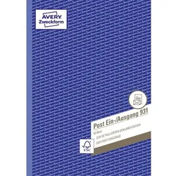 AVERY Zweckform Post Ein-/Ausgangsbuch 931 DIN A4 N/A 50 Blatt