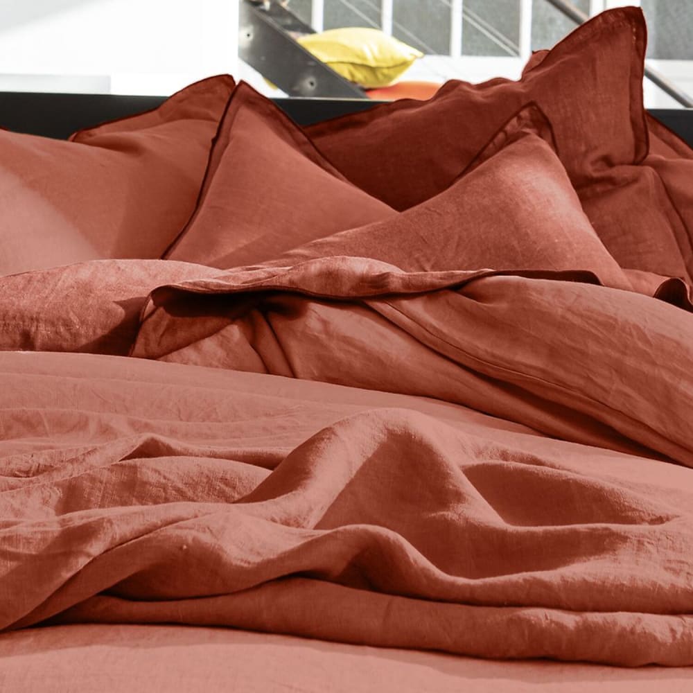Baton Rouge Housse de couette lin paprika 155x220 cm Rouge 155x1x220cm