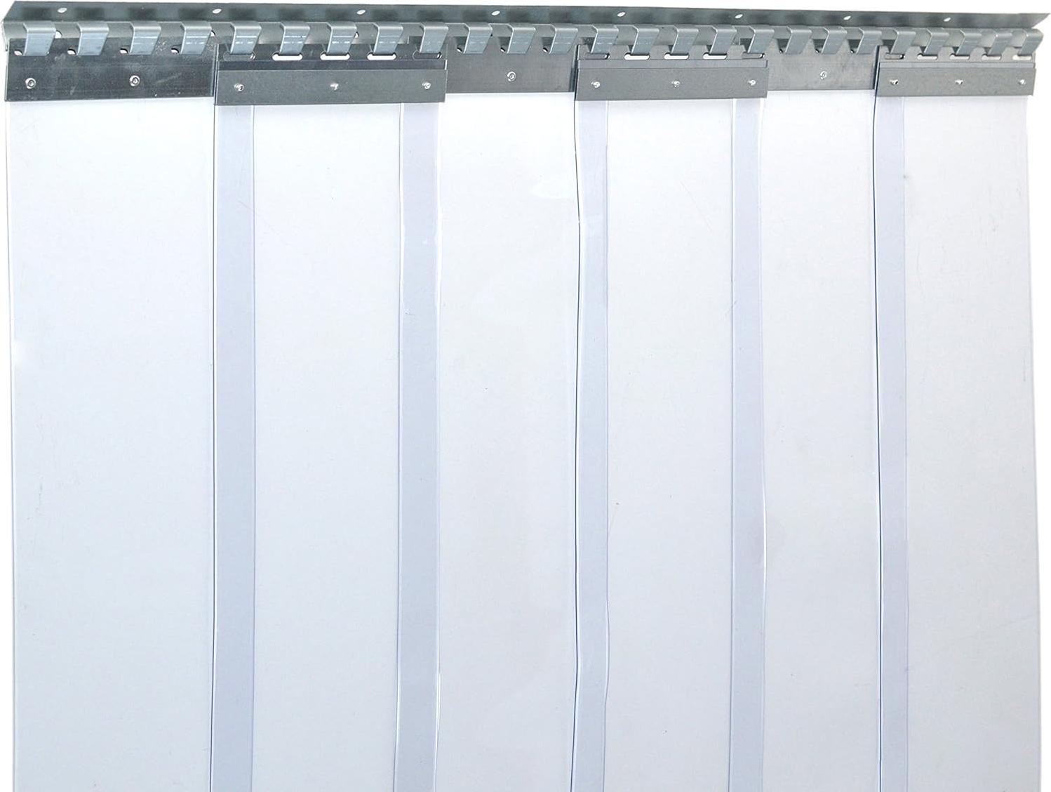 PVC-Streifenvorhang, Lamellen 200 x 2 mm transparent, Höhe 3,00 m, Breite 2,40 m (1,70 m), verzinkt