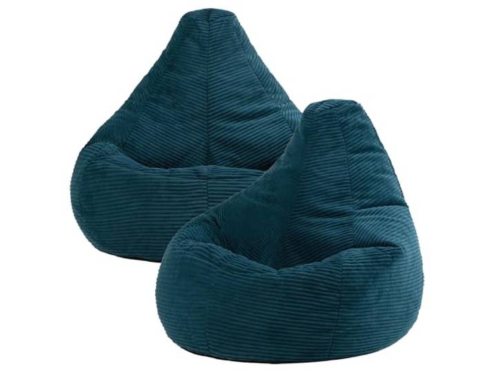 Icon Dalton Sitzsack Cord mit Füllung, 2er Pack, Blaugrün In Deutschland Hergestellt, Sitzsack Erwachsene, Weicher Cordstoff, Gaming Sitzsack für Wohnzimmer und Schlafzimmer