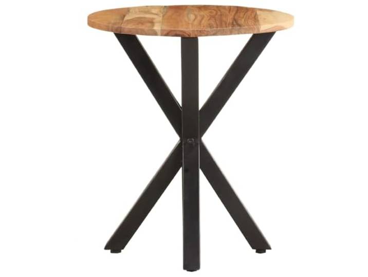 POUFGDR Beistelltisch, 48 x 48 x 56 cm, Akazienholz, massiv Beine aus pulverbeschichtetem Eisen, hartes Holz mit dichter Maserung, Industriestil, Einzelstück, zufällige Lieferung
