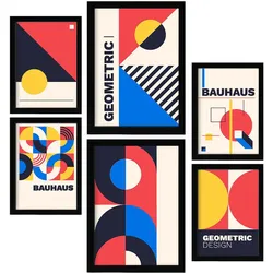 POSTER Set Mit 6 Drucken Im Bauhaus 5 Geometrische Designkollektion A3 & A4 Rahmenlos
