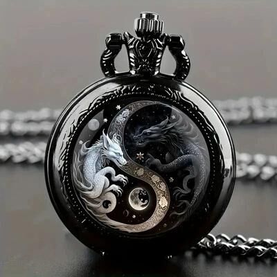 Uplift Picks Retro Dragon Pocket Watch Quartz Vintage Antique Style Pendant Watch green