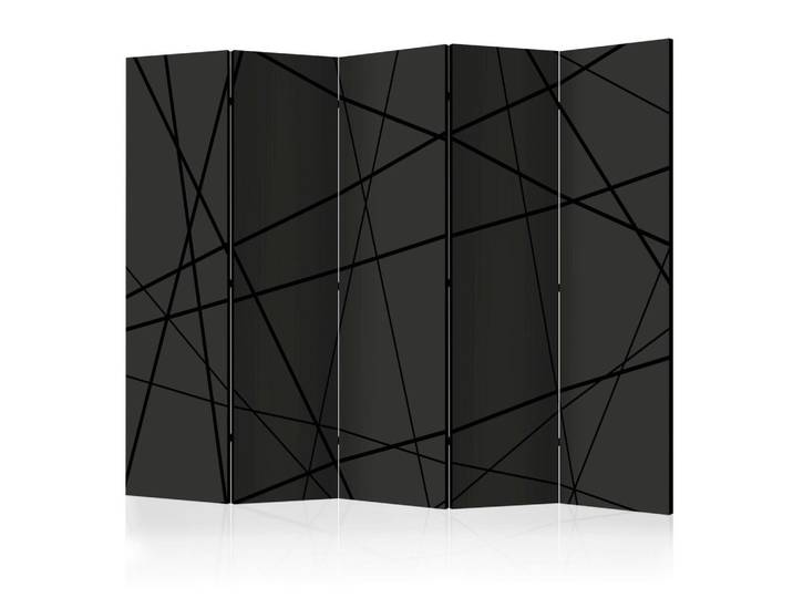 artgeist Paravent, Anthrazit, Schwarz, Holz, Kiefer, massiv, geometrisch, 225x172x3 cm, Motiv auf Vorderseite, Wohnzimmer, Raumteiler, Paravents