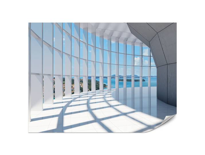FOTOTAPETE für Wohnzimmer Räumlicher Tunnel mit Meerblick 200x140