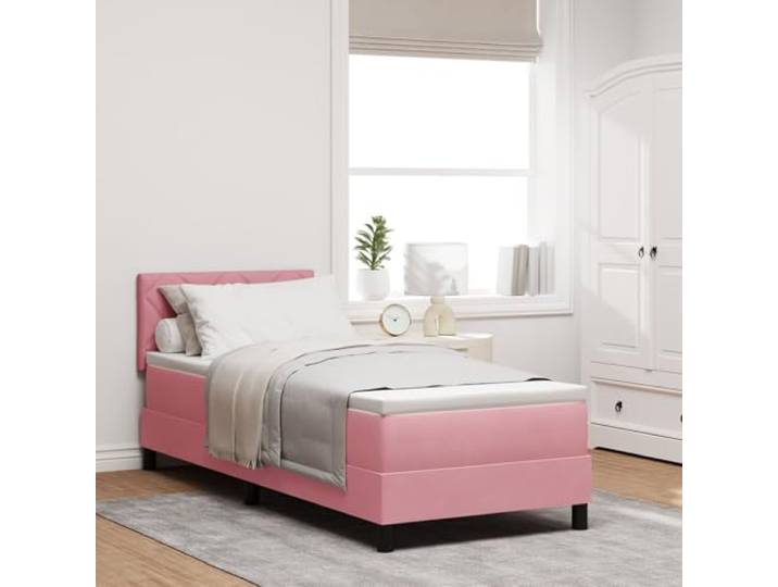 SKTQYQO Boxspringbett mit Matratze Rosa Bettgestell für Hotel Mehrzweckbett Geeignet für Hotel und Studios 80x200 cm Samt