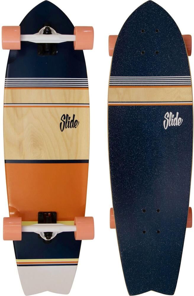Skateboard "Slide Cruiser Stripes orange 34", blau (mehrfarbig, orange), Skateboards, Skateboard mehrfarbig, orange Einheitsgröße