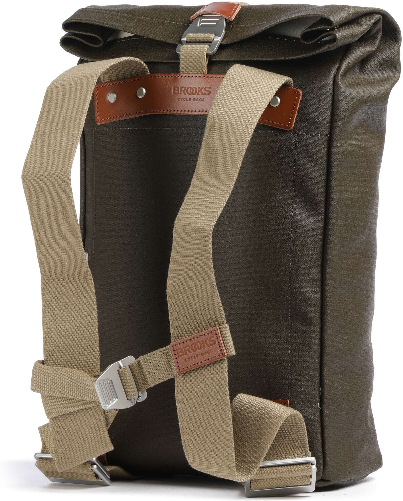 Brooks England Pickwick Cotton Canvas Small Rolltop Rucksack, oliv