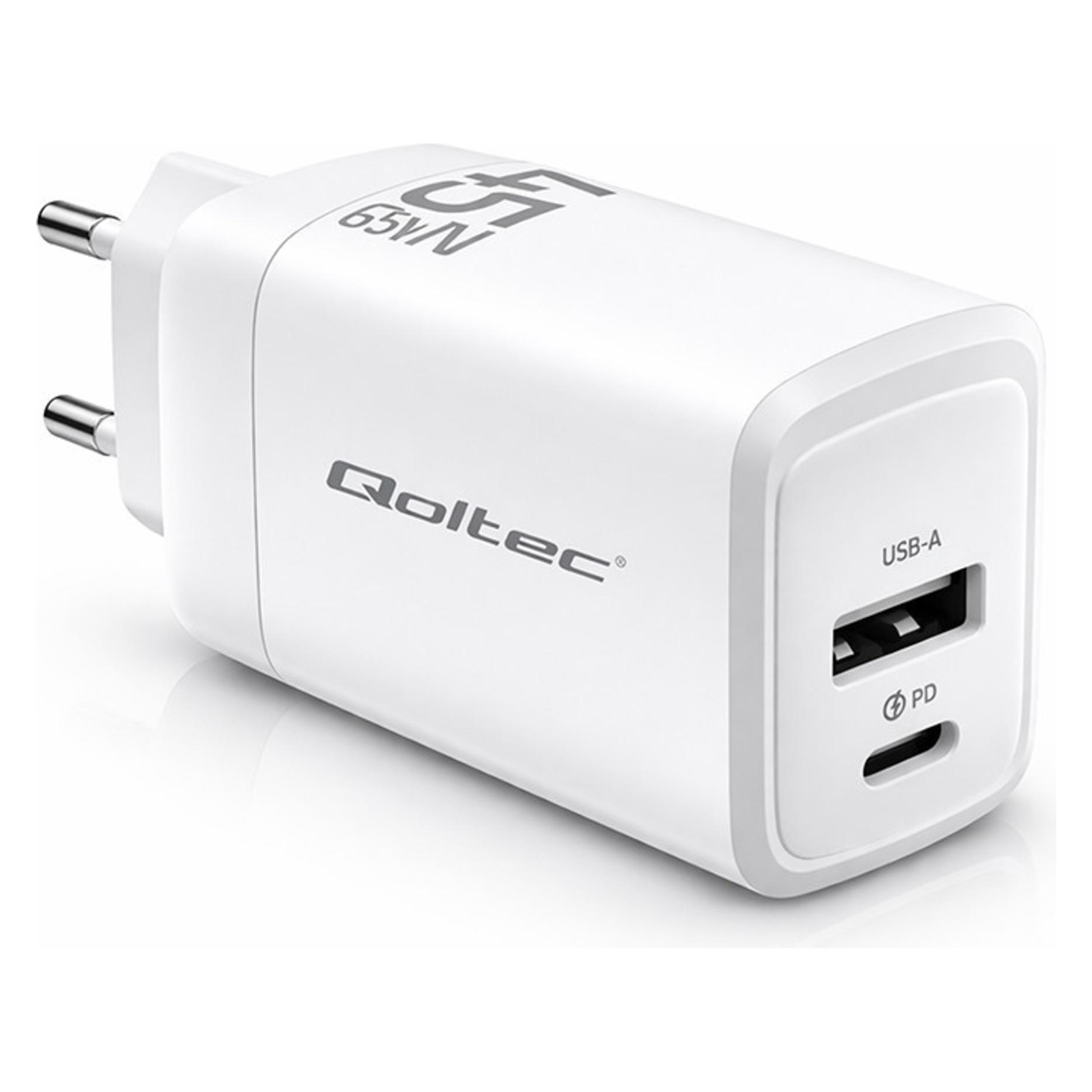 Qoltec GaN 45W Ladegerät mit 1x USB C PD (45 W, 2 Ports) (51825)