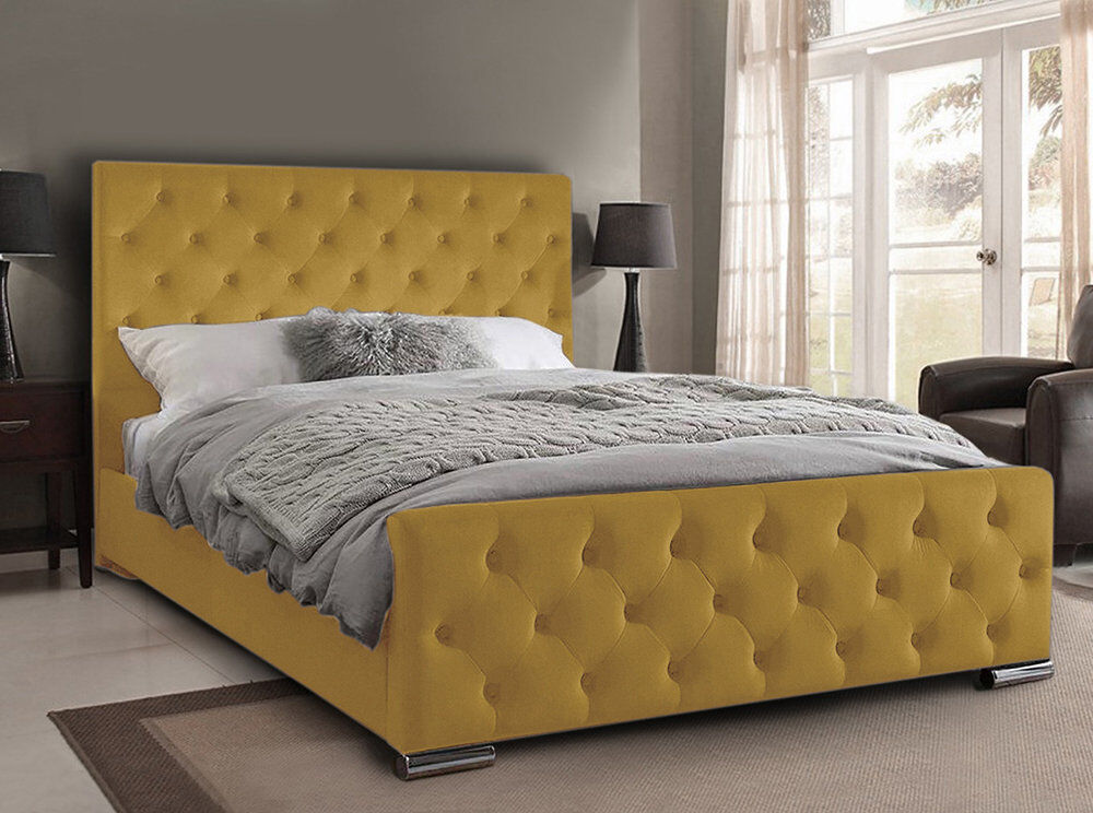 Mercer41 Carlos Upholstered Bed Frame Turmeric King (5')