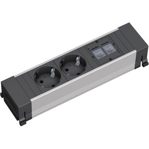 Bachmann Steckdosenleiste Power Frame, mit GST18, 2-fach, 2x RJ-45, in schwarz