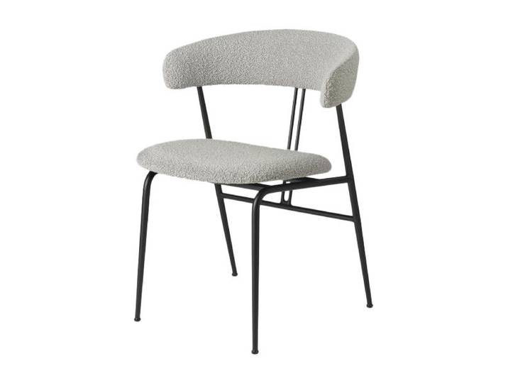 GUBI chaise avec accoudoirs et rembourrage total VIOLIN (Cat. D Dedar Karakorum 004 - Tissu et acier peint en noir)