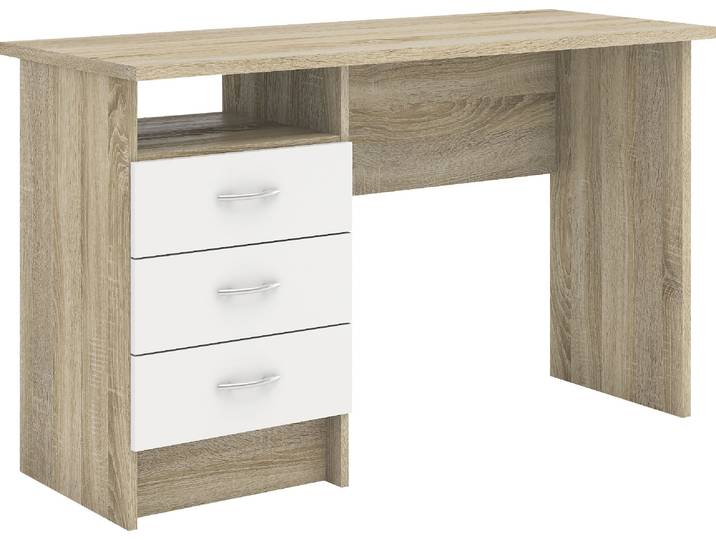 Schreibtisch HOME AFFAIRE Function Plus, Arbeitstisch, Bürotisch , weiß (weiß, naturfarben), B:120cm H:72,6cm T:48,1cm, Tische, Schreibtisch, Computertisch mit 3 Schubladen, Breite 120 cm, Tiefe 48 cm
