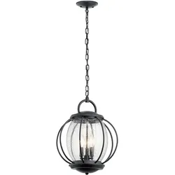 Elstead Lighting, Gartenbeleuchtung, Vandalia Aussen-Hängeleuchte E14 3-fach Strukturiertes Schwarz IP44 (E14, IP44)